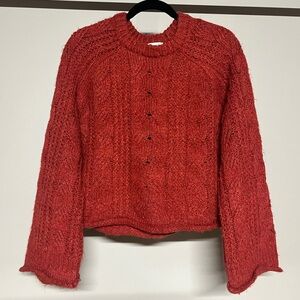 Universal Thread Red Crew Neck Cable-Knit Sweater